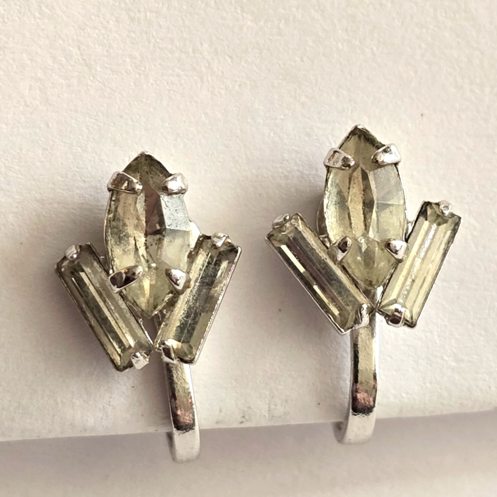 Vintage earrings Sparkly rhinestones old Hollywood glam prom black tie formal